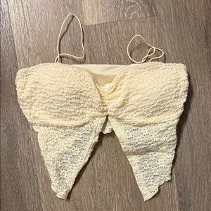 Cream Textured Crop Top